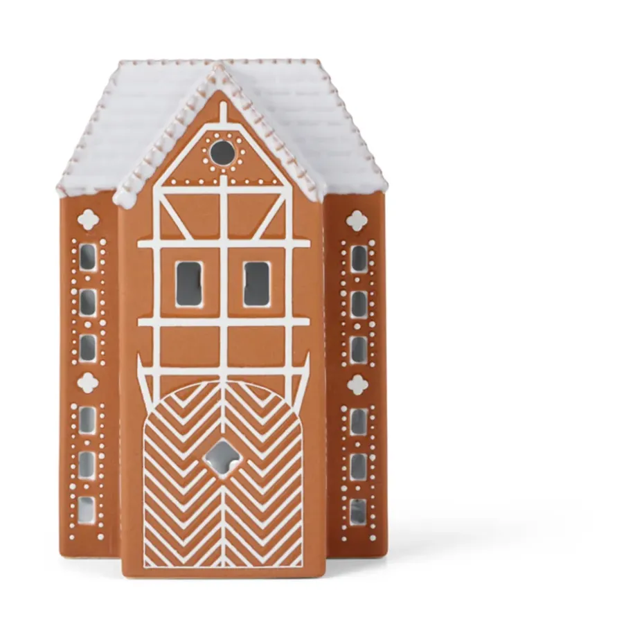 Portavelas Gingerbread grande 17 cm, Marrón