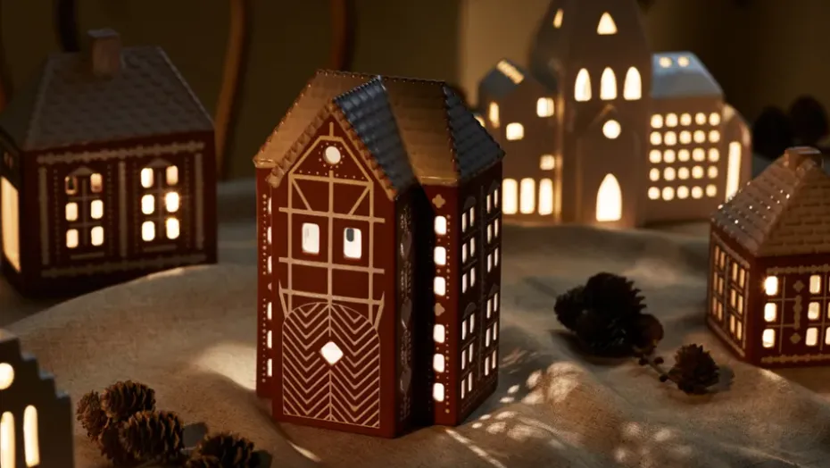 Portavelas Gingerbread grande 17 cm, Marrón