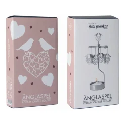 Portavelas giratorio pájaro y corazón, Plateado