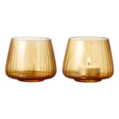 Portavelas Kusintha 7,5 cm 2 unidades, Ámbar