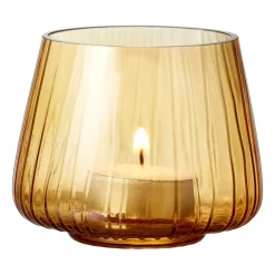 Portavelas Kusintha 7,5 cm 2 unidades, Ámbar