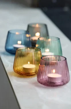 Portavelas Kusintha 7,5 cm 2 unidades, Ámbar