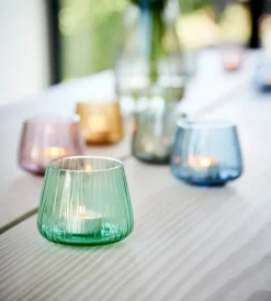 Portavelas Kusintha 7,5 cm 2 unidades, Ámbar