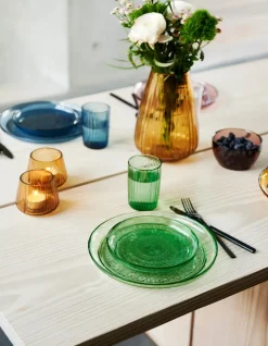 Portavelas Kusintha 7,5 cm 2 unidades, Ámbar