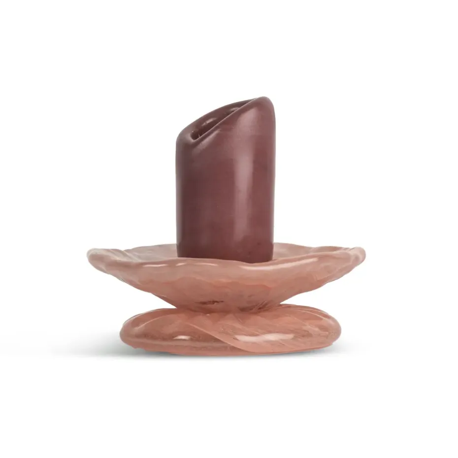 Portavelas Lara XS 9 cm, Burdeos-rosa