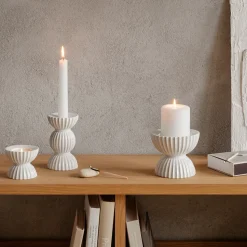 Portavelas Lyngby Tura Ø8 cm, blanco