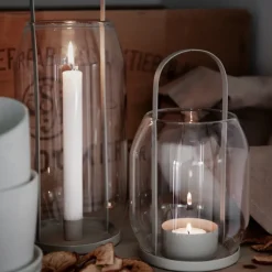 Portavelas para vela alargada 22 cm Ernst, Beige