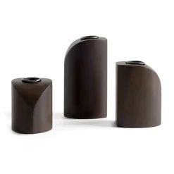 Portavelas PI, 3 piezas, Caoba teñida de marrón oscuro