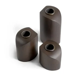 Portavelas PI, 3 piezas, Caoba teñida de marrón oscuro