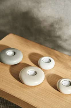 Portavelas Stone Ø9 cm, blanco