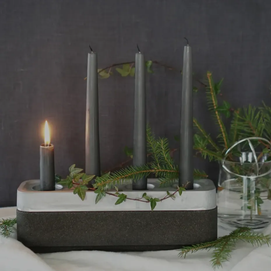 Portavelas Stumpastaken alargado pulido, 8,5x29,5 cm