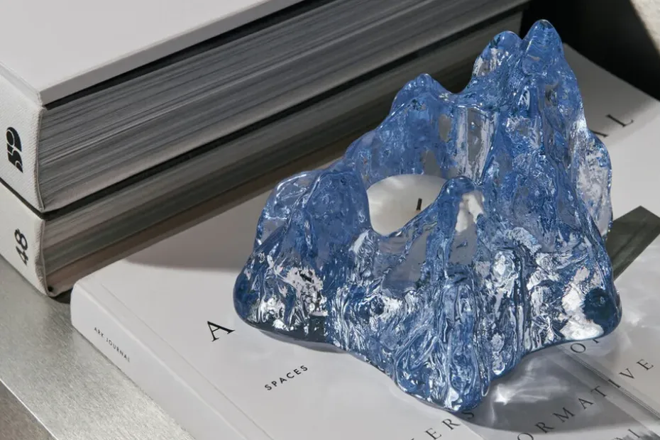 Portavelas The Rock 91 mm, Ice blue