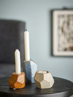 Portavelas y votivo Kimber, 3 piezas, Azul