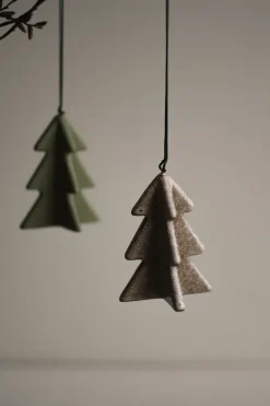 Árbol colgante de invierno 7 cm, Beige