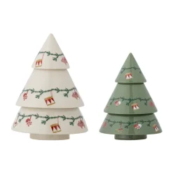 Árboles de decoración navideña 2 piezas, Beige-verde
