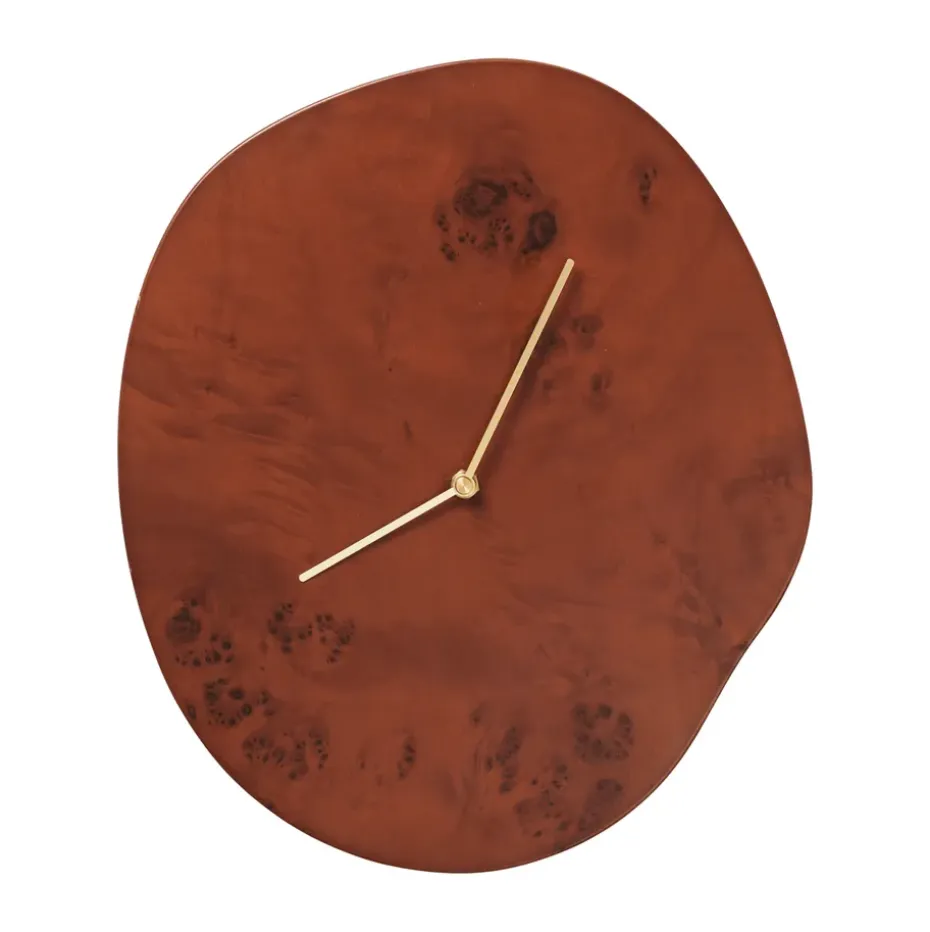 Reloj de pared Melt 28x33 cm, Dark stained burl