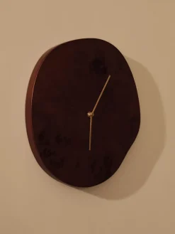 Reloj de pared Melt 28x33 cm, Dark stained burl
