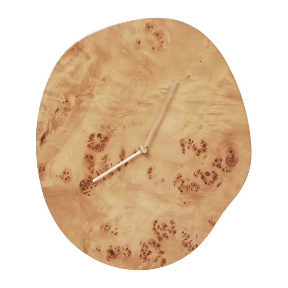 Reloj de pared Melt 28x33 cm, Natural burl