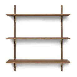 Repisa Sector triple wide, Smoked Oak, brass