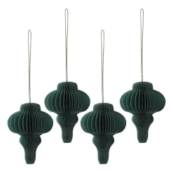 Set de 4 bolas de Navidad Spira, Verde musgo