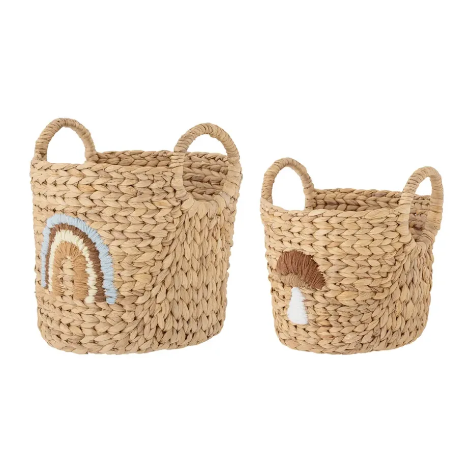 Set de 2 cestas con asa Agnes, Arcoíris-seta