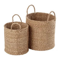 Set de 2 cestas con asa Esther cylinder, Natural