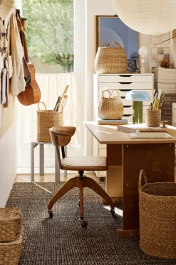 Set de 2 cestas con asa Esther cylinder, Natural