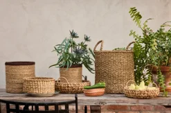 Set de 2 cestas con asa Esther cylinder, Natural