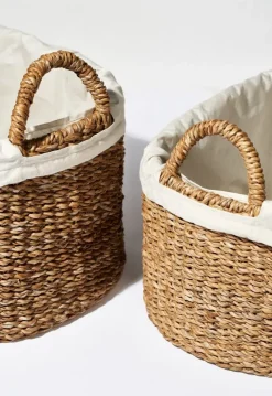 Set de 2 cestas de colada bajas Humdakin, Trenzada