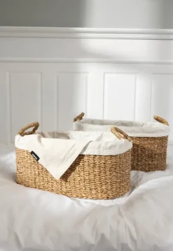 Set de 2 cestas de colada bajas Humdakin, Trenzada