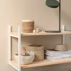 Set de 3 cestas Emil small, natural-blanco