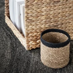 Set de 3 cestas Emil small, natural-negro