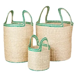 Set de 3 cestas Lykke, Natural-green