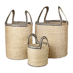 Set de 3 cestas Lykke, Natural-black