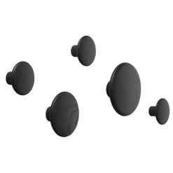 Set de 5 colgadores de pared The Dots, negro