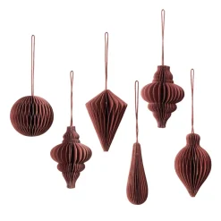 Set de 6 colgantes de navidad Christmas mix, Pompeian red