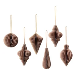 Set de 6 colgantes de navidad Christmas mix, Indian tan