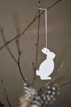 Set de 4 colgantes de pascua Easter Deco liebre, White