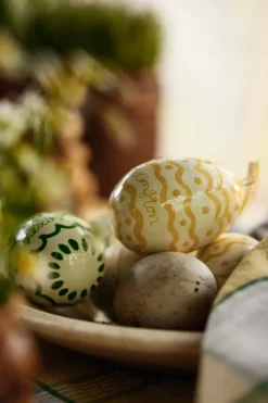 Set de 2 colgantes de Pascua Easter Eggs in Papier Maché, Green-yellow