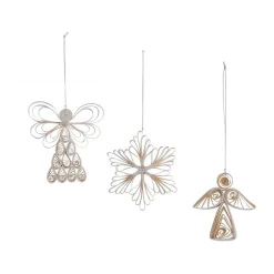Set de 3 colgantes navideños Angel mezcla, Blanco