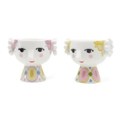 Set de 2 portavelas Eva Ø6,5 cm, Amarillo-lavanda