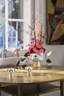 Set de 2 portavelas Eva Ø6,5 cm, Amarillo-lavanda