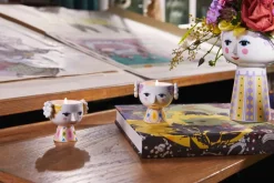 Set de 2 portavelas Eva Ø6,5 cm, Amarillo-lavanda