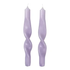 Set de 2 velas en espiral Twist twisted candles 23 cm, Orchid light purple