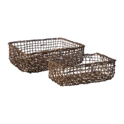 Set de cestas rectangulares Ernst 2 piezas, Marrón oscuro