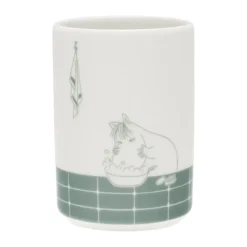 Soporte para cepillos de dientes Mumin, Hora del baño verde-blanco