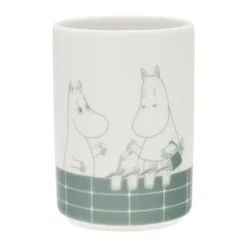 Soporte para cepillos de dientes Mumin, Hora del baño verde-blanco