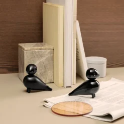 Tortolitos de madera, negro, set de 2