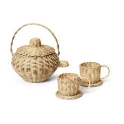 Vajilla de té Rattan 3 piezas, Natural