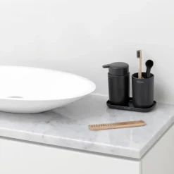 Vaso para cepillos de dientes ReNew Brabantia, gris oscuro